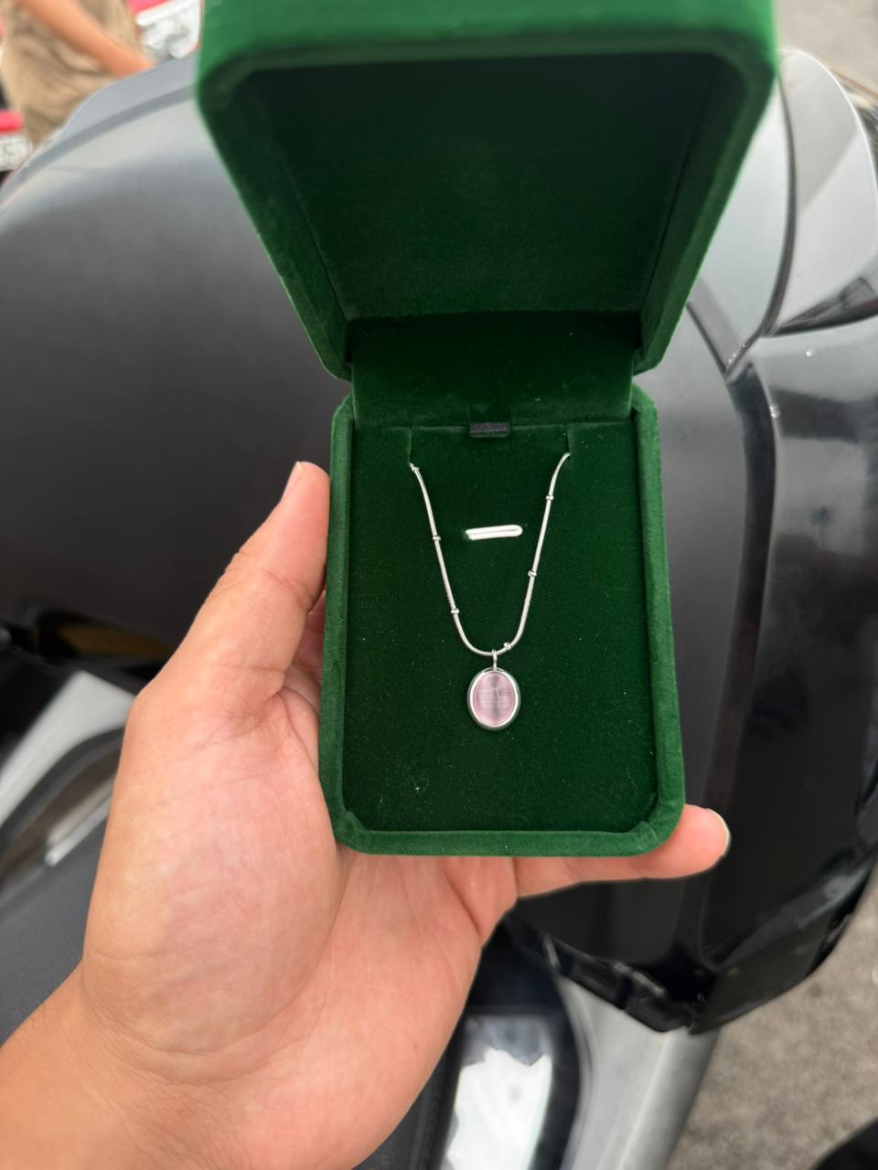 Piedra luna plata rosa